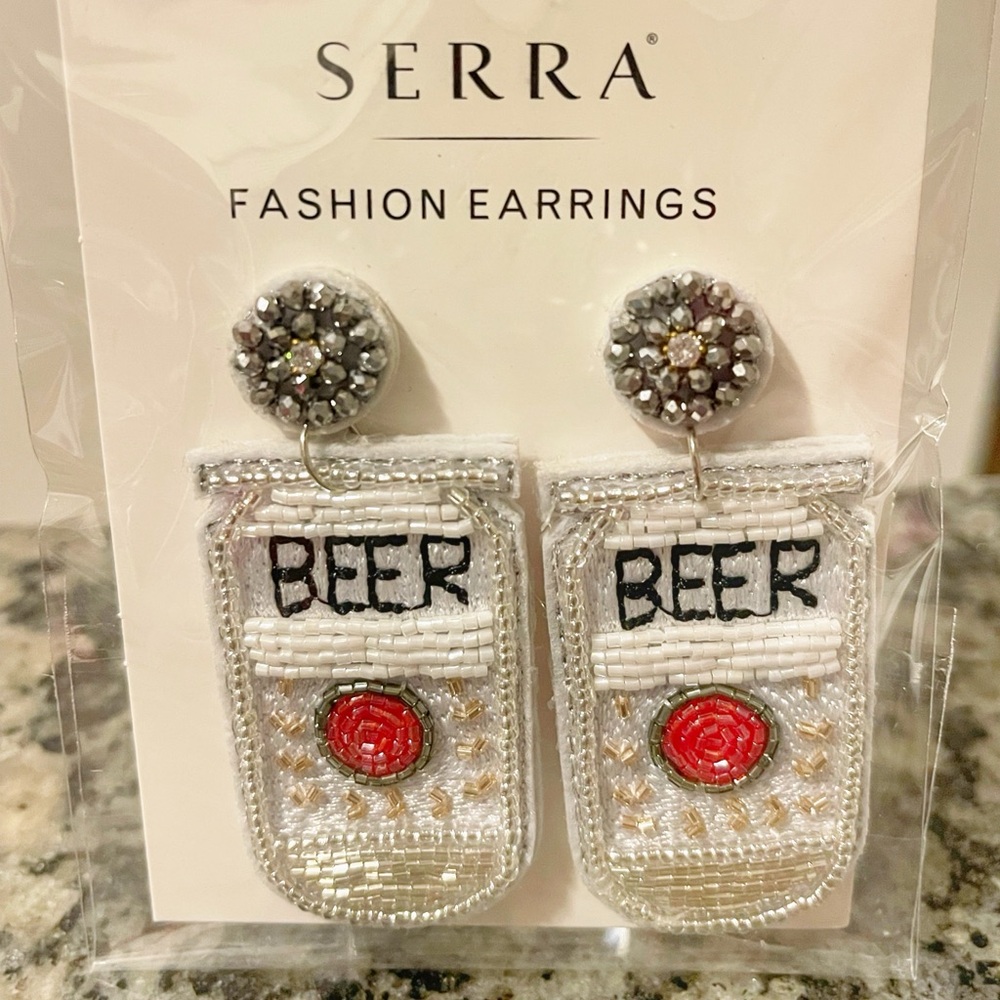 Beer Beaded Earrings Brand NEW never worn!!!